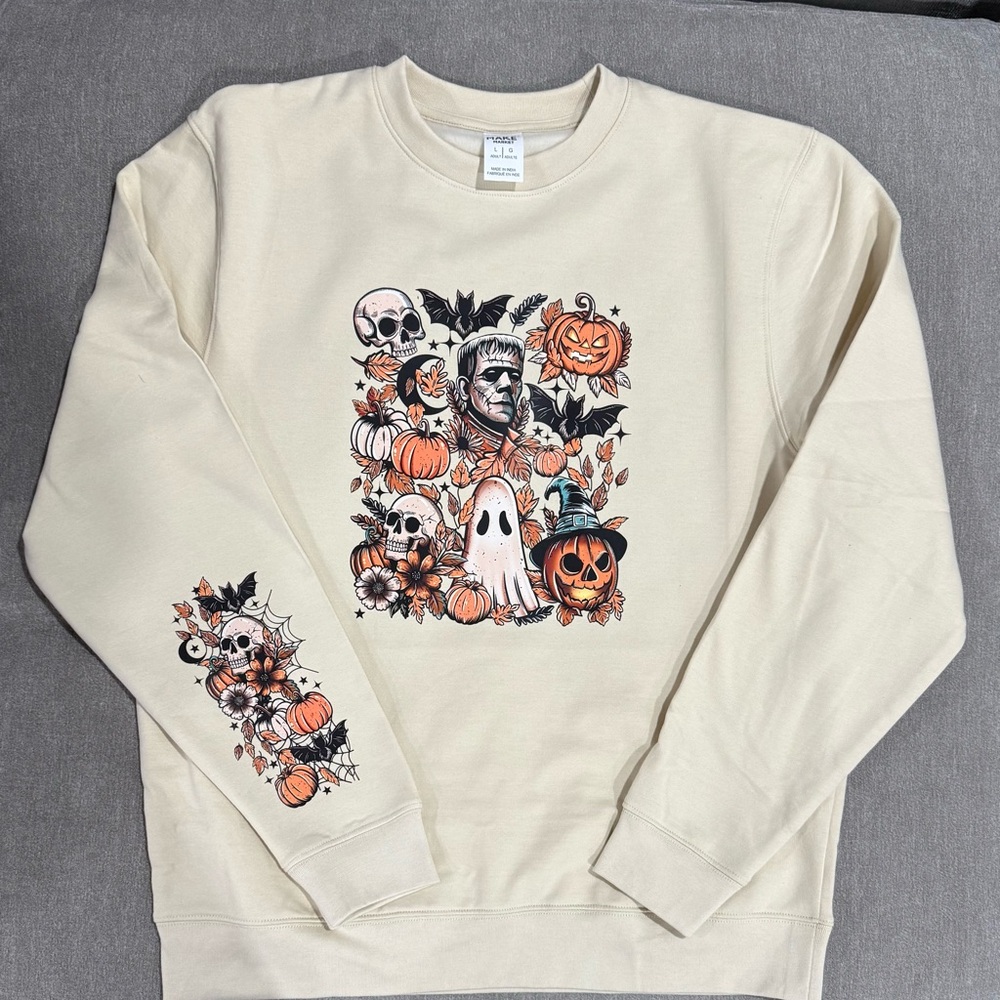 Cream Halloween Graphic Men's Sweater